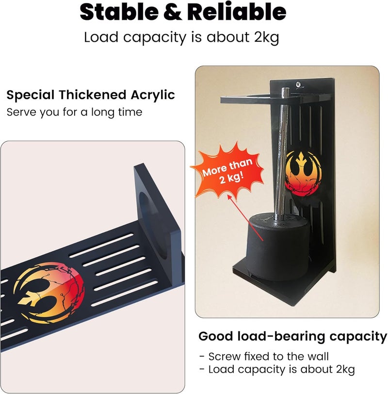 Smallan Lightsaber Wall Mount, Vertical Wall Mounted Lightsaber Display Rack, Acrylic Lightsaber Wall Mount Holder with Pattern, Plus Size Hilt Display Stand Compatible with Most Lightsabers for Lightsaber Enthusiasts (Gradient-colored Crack) - Image 5